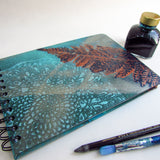 Original Monoprint Bound Mixed Media A5 Notebook – 220gsm Seawhite Paper (20 Pages / 40 Sides) - fern