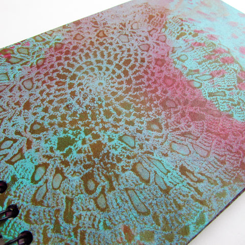 Original Monoprint Bound Mixed Media A5 Notebook – 220gsm Seawhite Paper (20 Pages / 40 Sides) - lace