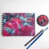 Original Monoprint Bound Mixed Media A5 Notebook – 220gsm Seawhite Paper (20 Pages / 40 Sides) - fatsia