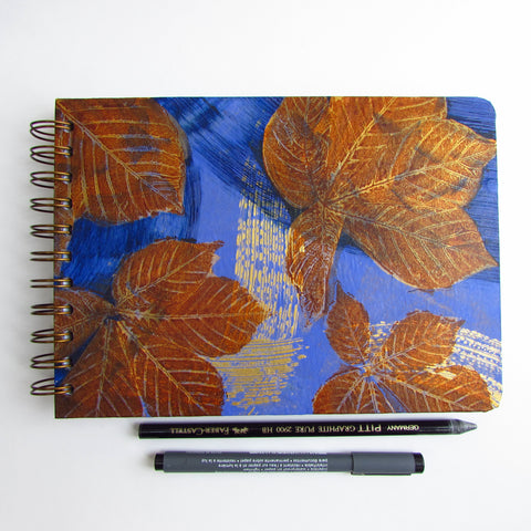 Original Monoprint Bound All Media A5 Notebook – 160gsm Seawhite Paper (50 Pages / 100 Sides) - chestnut
