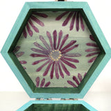 Hand painted gift box / trinket box / hexagonal design