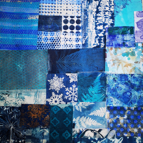 Blue 1- Mixed Media Collage paper pack - great for craft projects