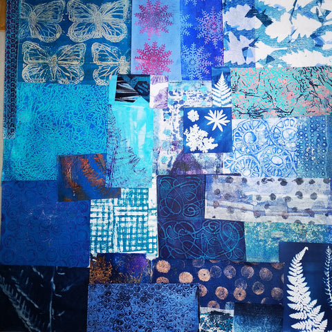 Blue - Mixed Media Collage paper pack - great for craft projects