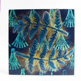 Fern - Mixed Media Collage Art Work on Wood Canvas