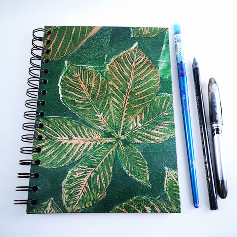 Original Monoprint Bound All Media A5 Notebook – 88gsm Seawhite Kraft Paper (50 Pages / 100 Sides) - Leaves