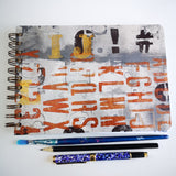 Original Monoprint Bound All Media A5 Notebook – 160gsm Seawhite Paper (50 Pages / 100 Sides) - Font