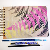 Original Monoprint Bound All Media A5 Notebook – 160gsm Seawhite Paper (50 Pages / 100 Sides) - Fronds