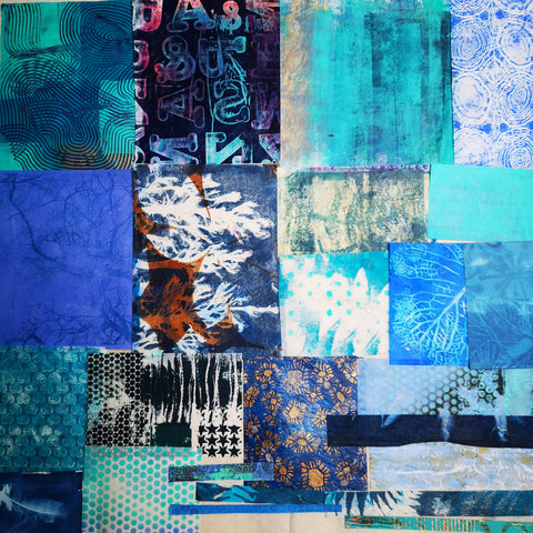Blue 1 - Mixed Media Collage paper pack - great for craft projects