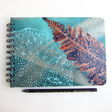 Original Monoprint Bound Mixed Media A5 Notebook – 220gsm Seawhite Paper (20 Pages / 40 Sides) - fern