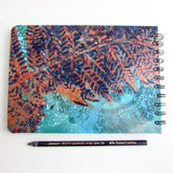 Original Monoprint Bound Mixed Media A5 Notebook – 220gsm Seawhite Paper (20 Pages / 40 Sides) - fern