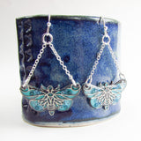 Twilight - Moth Monoprint Drop Earrings