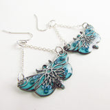 Twilight - Moth Monoprint Drop Earrings