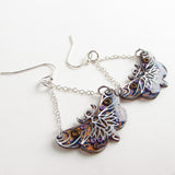 Sunset - Moth Monoprint Drop Earrings