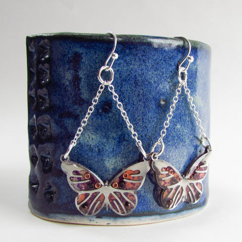 Monarch - Butterfly Monoprint Drop Earrings