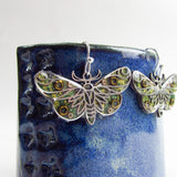 Forest - Moth Monoprint Drop Earrings