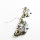 Forest - Moth Monoprint Drop Earrings