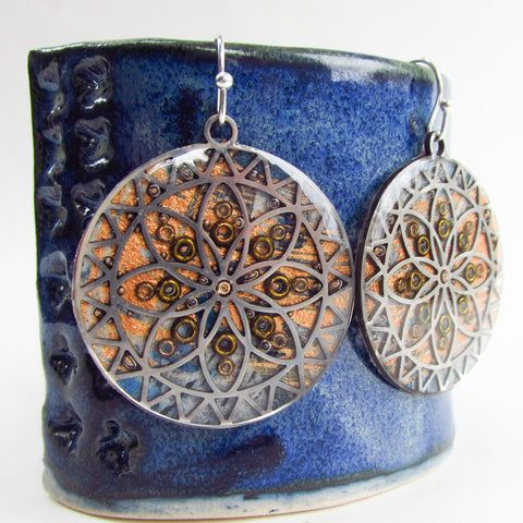 Blaze - Mandala Monoprint Earrings