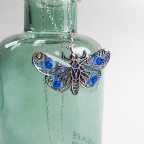 Flight - Moth Monoprint Pendant and Sterling Silver Necklace