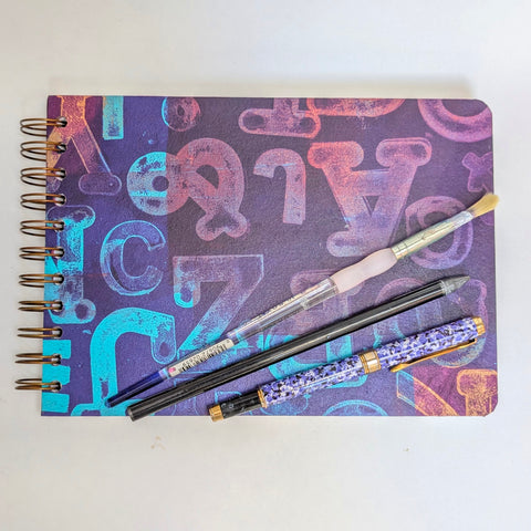 Original Monoprint Bound All Media A5 Notebook – 160gsm Seawhite Paper (50 Pages / 100 Sides) - Type