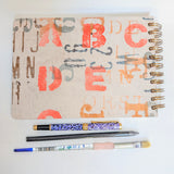 Original Monoprint Bound All Media A5 Notebook – 160gsm Seawhite Paper (50 Pages / 100 Sides) - Font