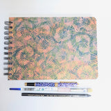 Original Monoprint Bound All Media A5 Notebook – 160gsm Seawhite Paper (50 Pages / 100 Sides) - Coral