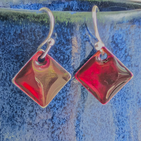 Rose Red - inky drop earrings