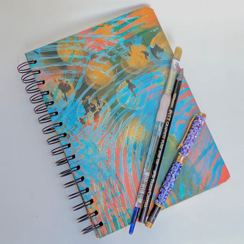 Original Monoprint Bound All Media A5 Notebook – 160gsm Seawhite Paper (50 Pages / 100 Sides) - Abstract