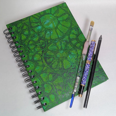 Original Monoprint Bound All Media A5 Notebook – 160gsm Seawhite Paper (50 Pages / 100 Sides) - Diatom