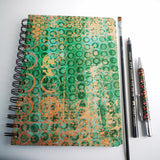 Original Monoprint Bound All Media A5 Notebook – 160gsm Seawhite Paper (50 Pages / 100 Sides) - Verdigris