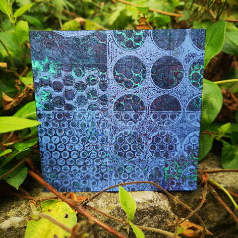 Sapphire - Mixed Media Collage Art Work on Wood Canvas