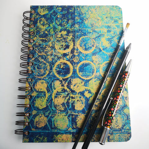 Original Monoprint Bound All Media A5 Notebook – 160gsm Seawhite Paper (50 Pages / 100 Sides) - Geo