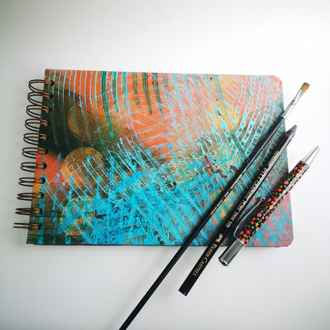 Original Monoprint Bound All Media A5 Notebook – 160gsm Seawhite Paper (50 Pages / 100 Sides) - Jazz