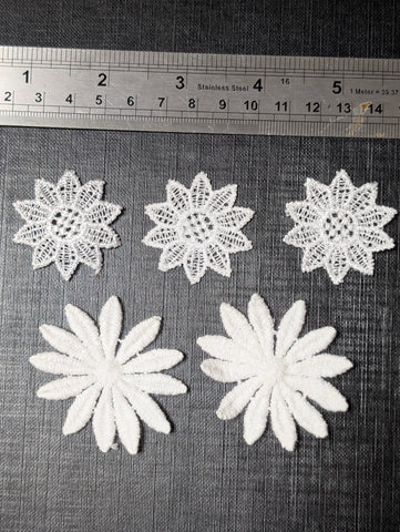 Small sewn flowers for gel plate texture making approx