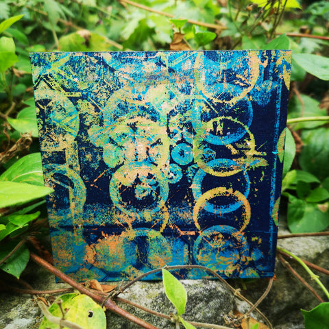 Illumination - Mixed Media Collage Art Work on Wood Canvas