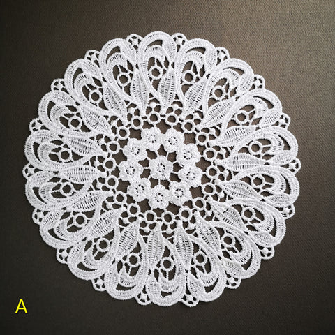Large sewn doily for gel plate texture making approx 21cm wide