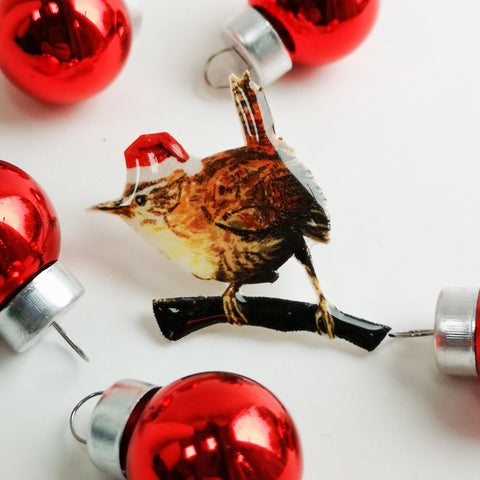 Festive Wren Pin Badge