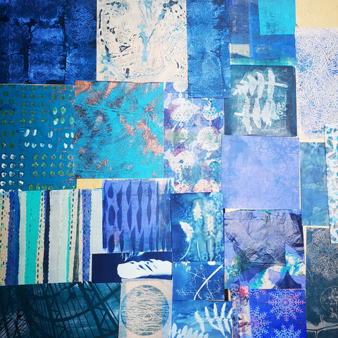 Blue - Mixed Media Collage paper pack - great for craft projects