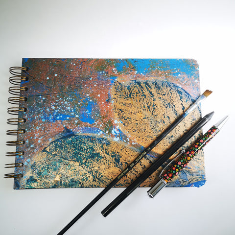 Original Monoprint Bound All Media A5 Notebook – 160gsm Seawhite Paper (50 Pages / 100 Sides) - Horizon