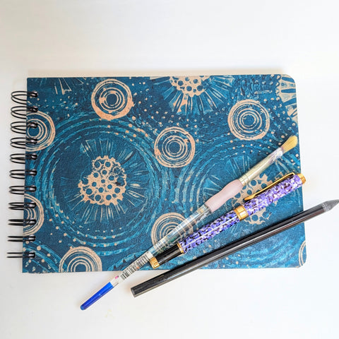 Original Monoprint Bound All Media A5 Notebook – 160gsm Seawhite Paper (50 Pages / 100 Sides) - Wonder