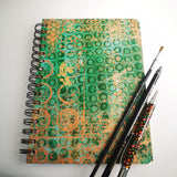 Original Monoprint Bound All Media A5 Notebook – 160gsm Seawhite Paper (50 Pages / 100 Sides) - Verdigris
