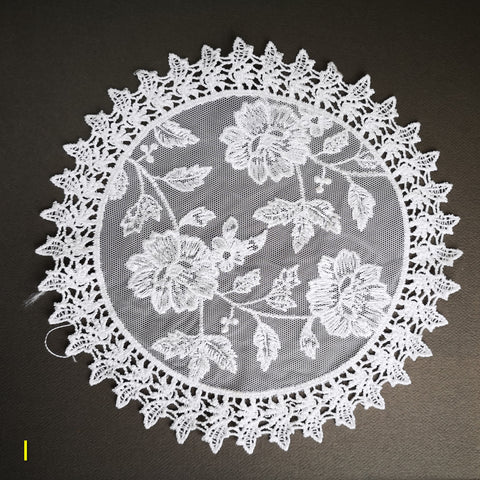 Medium sewn doily for gel plate texture making approx 21cm wide
