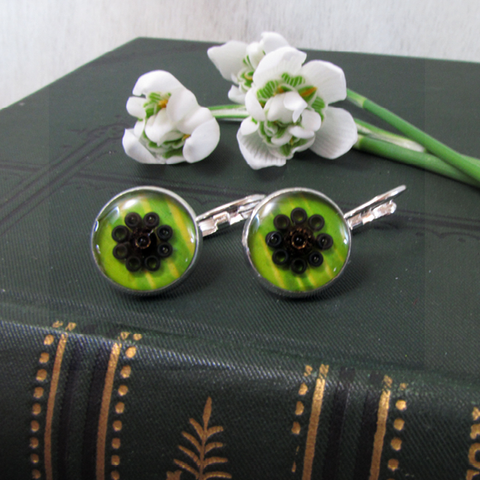 Bamboo - silver plated earrings