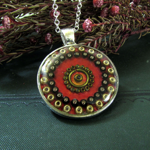 Garnet - silver plated pendant and necklace