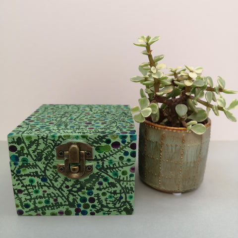 Hand painted gift box / trinket box / fern