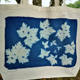 Cyanotype tote bag - large - Geranium design