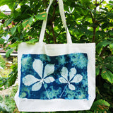 Cyanotype tote bag - large - Horse Chestnut design