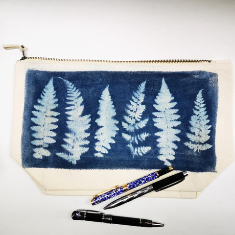 Pencil case/ make up bag (large) -  fern design
