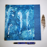 Handbound sketchbook / journal / notebook / diary / cyanotype feather design