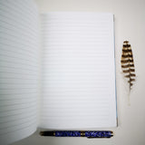 Handbound journal / notebook / diary/ cyanotype feather design