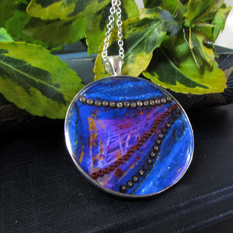 Indigo - silver plated pendant and necklace